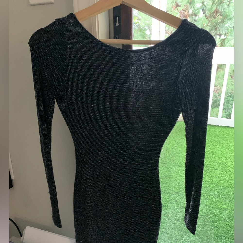 Lulus Black and Silver Backless Bodycon Dress